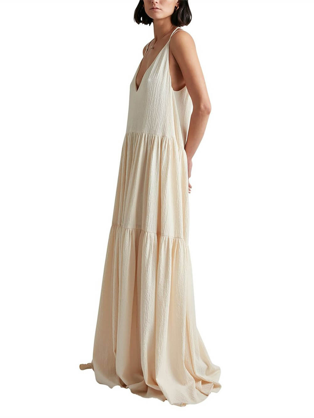Summer Vacation Deep V-Neckline Strappy Maxi Dress
