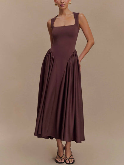 Minimalist Retro Square Neck Dress