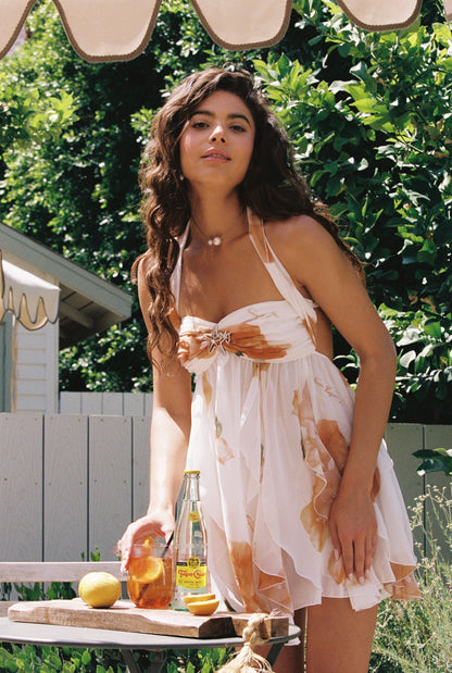 Aniela | Chiffon Blumen Mini-Kleid