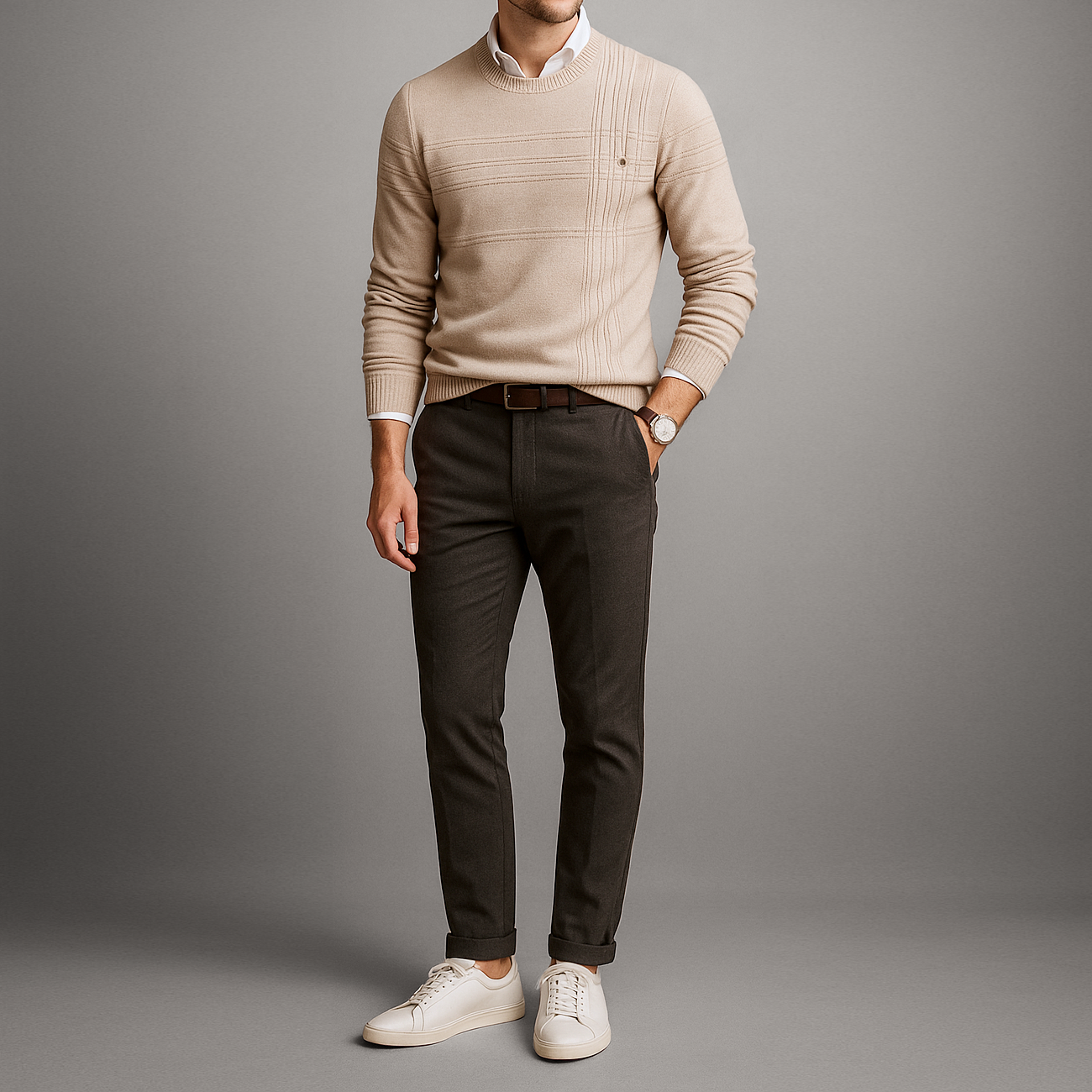 WEXLER GridWeave™ Cotton Sweater