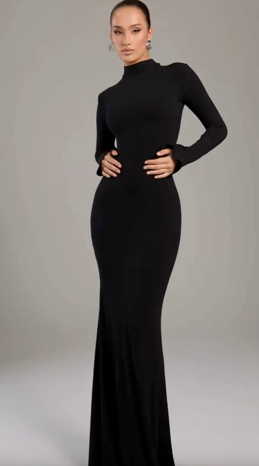 Noire｜Turtleneck Maxi Dress